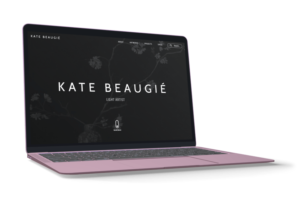 Kate Beaugié website home page displayed on MacBook Air
