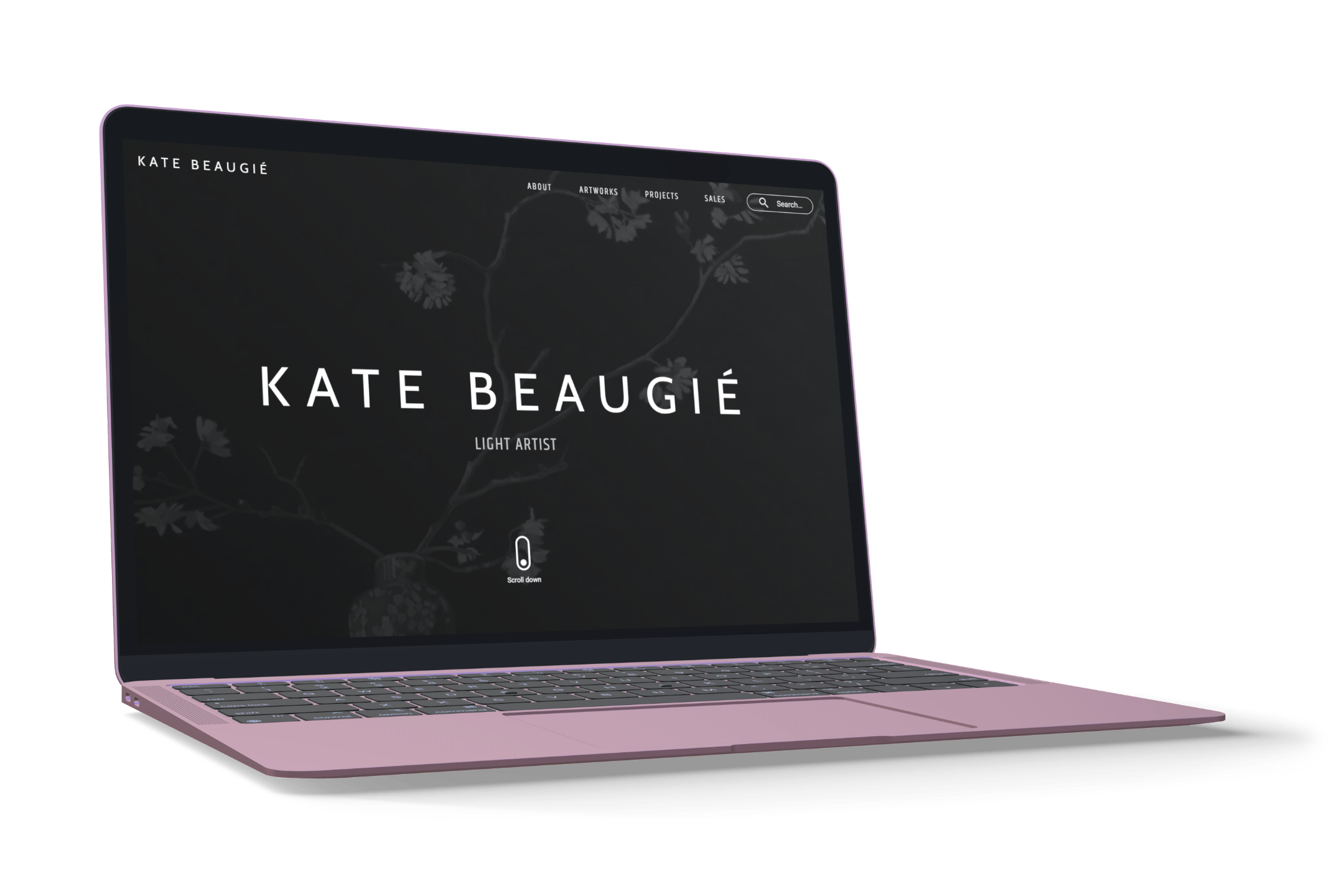 Kate Beaugié website home page displayed on MacBook Air