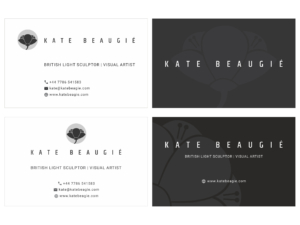 Branding presentation showing two alternative business card designs based on the proposed brand logo.